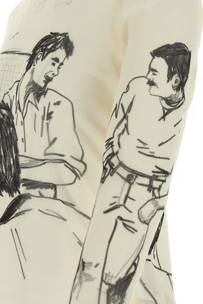 Jw Anderson Sheer Crew Neck Illustrated Long Sleeve T-shirt In Neutral