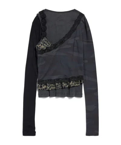 Balenciaga Women's Layered Asymmetric Top In Anthracite/black In Black