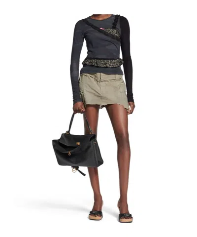 Balenciaga Women's Layered Asymmetric Top In Anthracite/black In Black