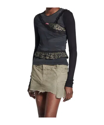 Balenciaga Women's Layered Asymmetric Top In Anthracite/black In Black