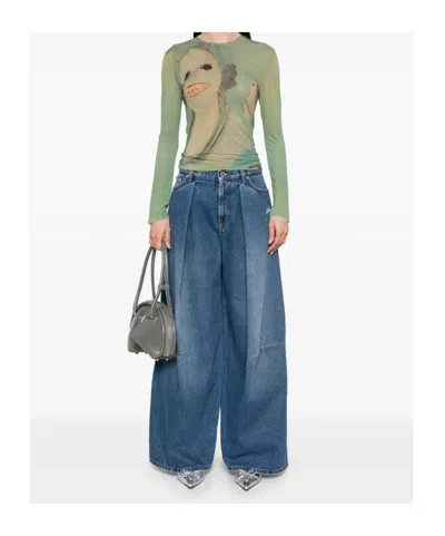 Jean Paul Gaultier Logo-embroidered Jeans In Blue