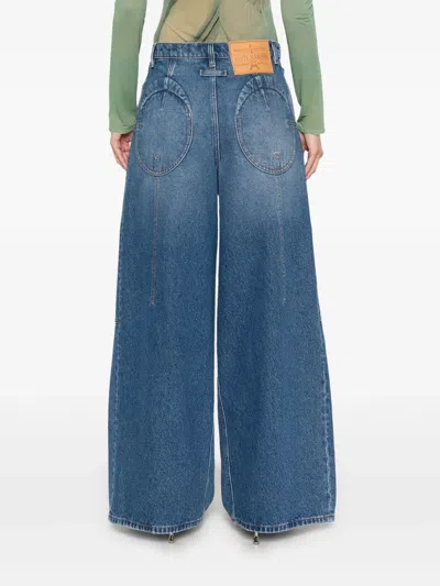 Jean Paul Gaultier Logo-embroidered Jeans In Blue