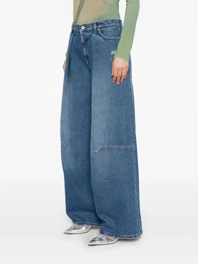 Jean Paul Gaultier Logo-embroidered Jeans In Blue