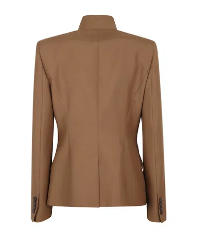 Alexander Mcqueen Tailored Wool Jacket With Structured Silhouette In Brown