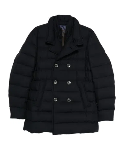 Herno Double-breasted Puffer Jacket With Quilted Texture In Black