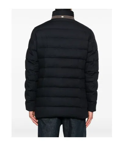 Herno Double-breasted Puffer Jacket With Quilted Texture In Black