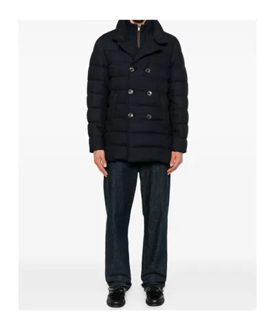 Herno Double-breasted Puffer Jacket With Quilted Texture In Black