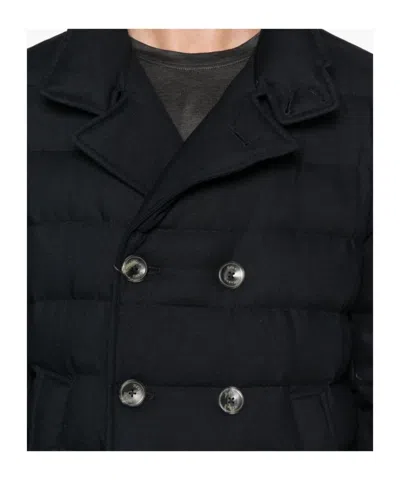 Herno Double-breasted Puffer Jacket With Quilted Texture In Black