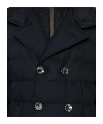 Herno Double-breasted Puffer Jacket With Quilted Texture In Black