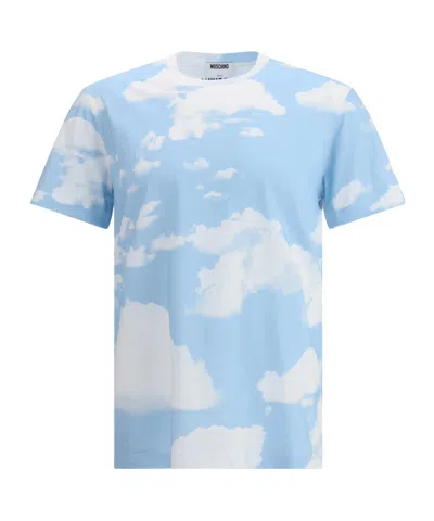 Moschino T-shirt With Cloud Print In Blue