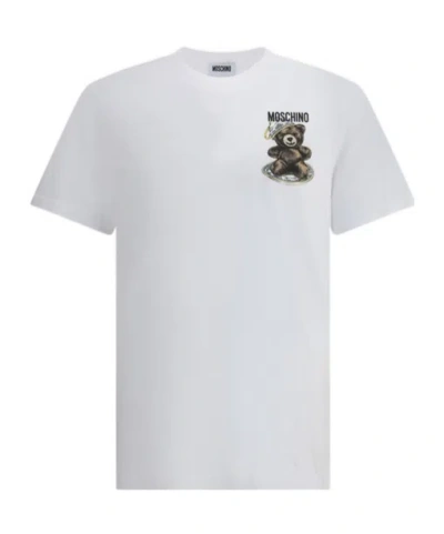 Moschino Teddy Logo Print Crewneck T-shirt In White