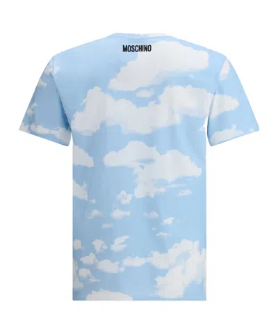 Moschino T-shirt With Cloud Print In Blue