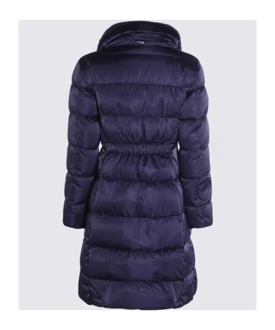 Herno Padded Long Quilted High Collar Jackets In Blue