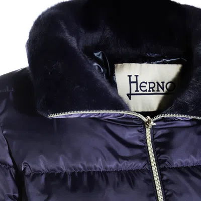 Herno Padded Long Quilted High Collar Jackets In Blue