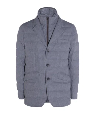 Herno Padded Chest Pocket Front Flap Notched Lapel In Blue