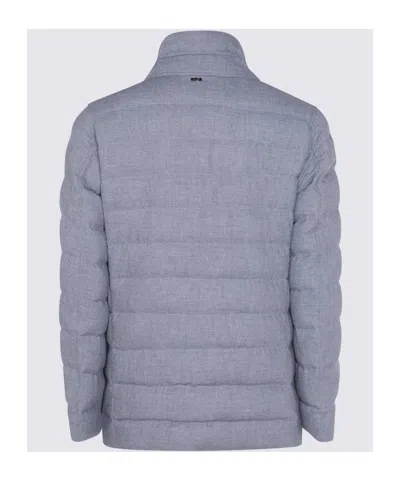 Herno Padded Chest Pocket Front Flap Notched Lapel In Blue