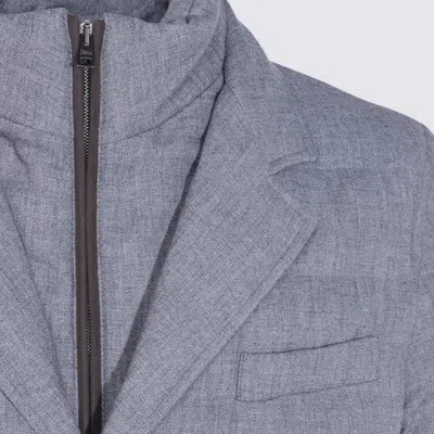 Herno Padded Chest Pocket Front Flap Notched Lapel In Blue
