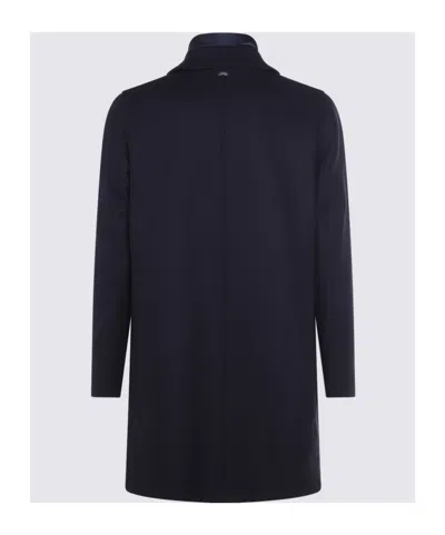 Herno Lapel Side Pockets Long Sleeves Coat In Blue