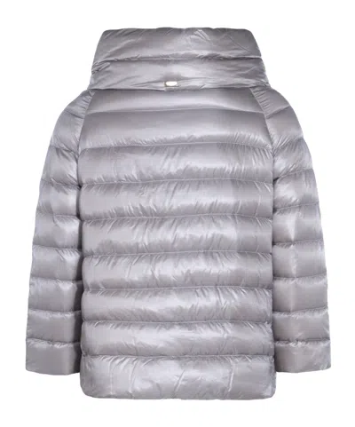 Herno High Collar Quilted Down Jacket In Gray