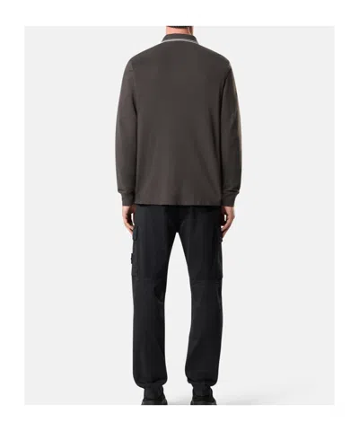Stone Island Slim-fit Long-sleeve Polo Shirt With Stripe Details In Green