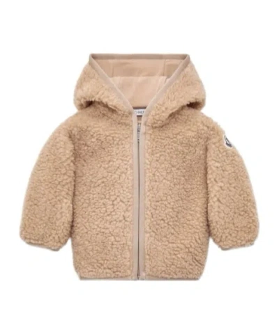 Moncler Teddy Zip-up Hoodie In Brown
