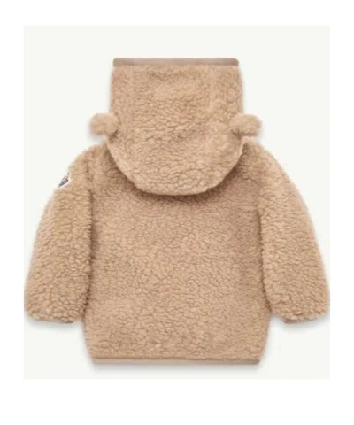 Moncler Teddy Zip-up Hoodie In Brown