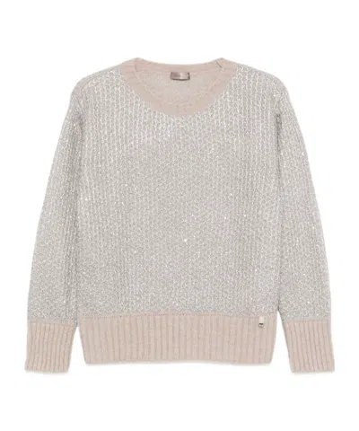 Herno Crew Neck Long Sleeve Sweater In Gray