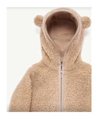 Moncler Teddy Zip-up Hoodie In Brown