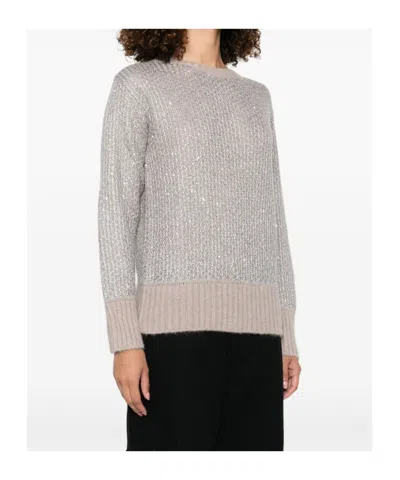 Herno Crew Neck Long Sleeve Sweater In Gray