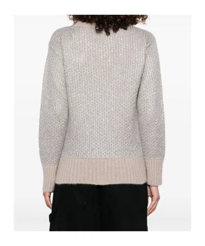 Herno Crew Neck Long Sleeve Sweater In Gray