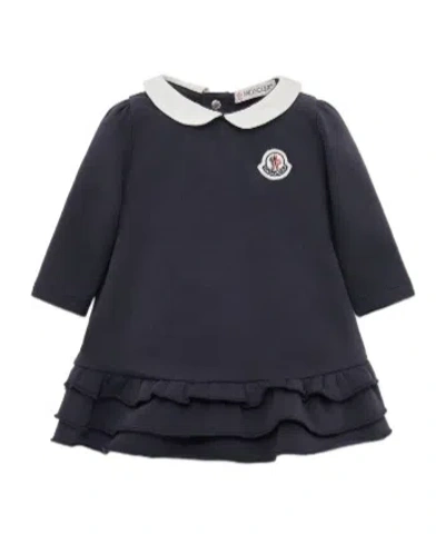Moncler Lapel Long Sleeve Dress In Blue