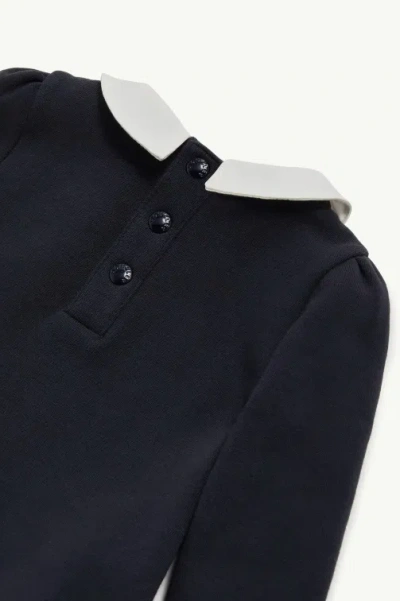 Moncler Lapel Long Sleeve Dress In Blue