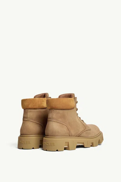 Moncler Peak City Nubuck  Suede Lace-up Boots In Orange