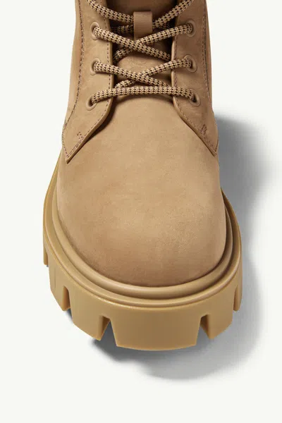 Moncler Peak City Nubuck  Suede Lace-up Boots In Orange