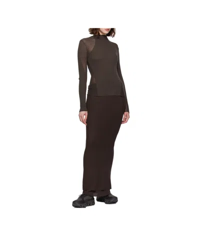 Roa Sheer Knit Sports Top In Brown