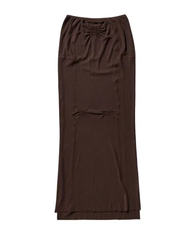 Roa Women S Mesh Long Skirt Dark In Brown
