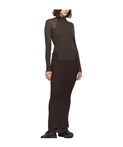 Roa Women S Mesh Long Skirt Dark In Brown