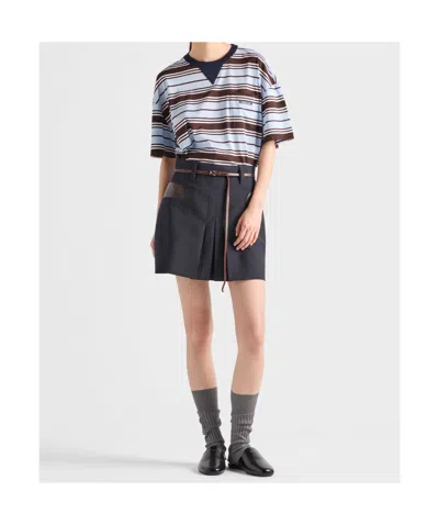 Prada Oversize Embroidered Cotton T-shirt In Multi
