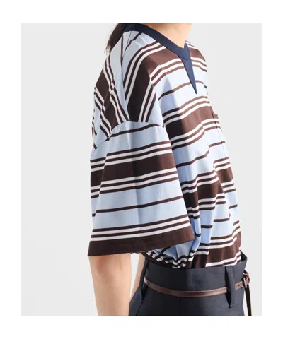 Prada Oversize Embroidered Cotton T-shirt In Multi