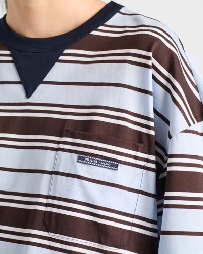 Prada Oversize Embroidered Cotton T-shirt In Multi