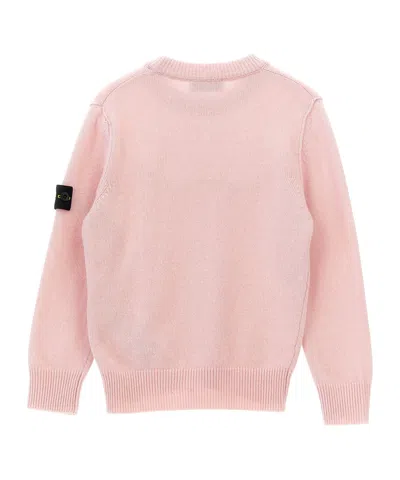 Stone Island Junior Logo Patch Knitted Jumper In Pink