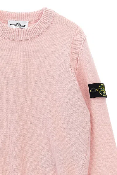 Stone Island Junior Logo Patch Knitted Jumper In Pink