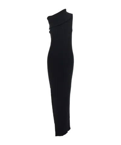 Rick Owens Athena Dress Compact Rib Knit In Black