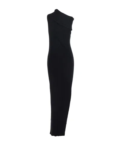 Rick Owens Athena Dress Compact Rib Knit In Black