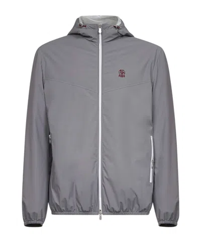 Brunello Cucinelli Long Sleeve Casual Jacket In Gray