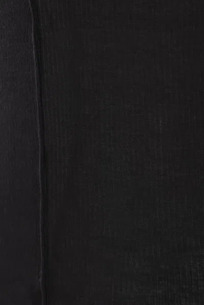 Rick Owens Black Cotton Ribbed Long Sleeves T-shirt In Black