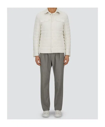 Herno Snap-button Long-sleeved Down Jacket In Neutral