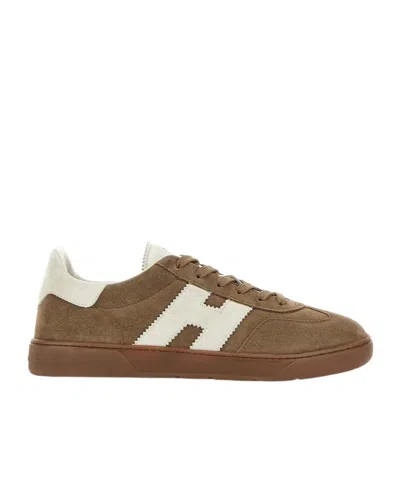 Hogan Cool Beige Suede Sneakers In Brown