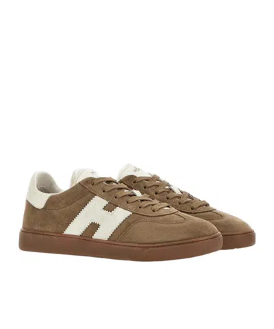 Hogan Cool Beige Suede Sneakers In Brown