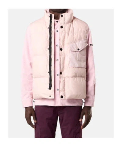 Stone Island Quilted High Collar Sleeveless Vest In Pink